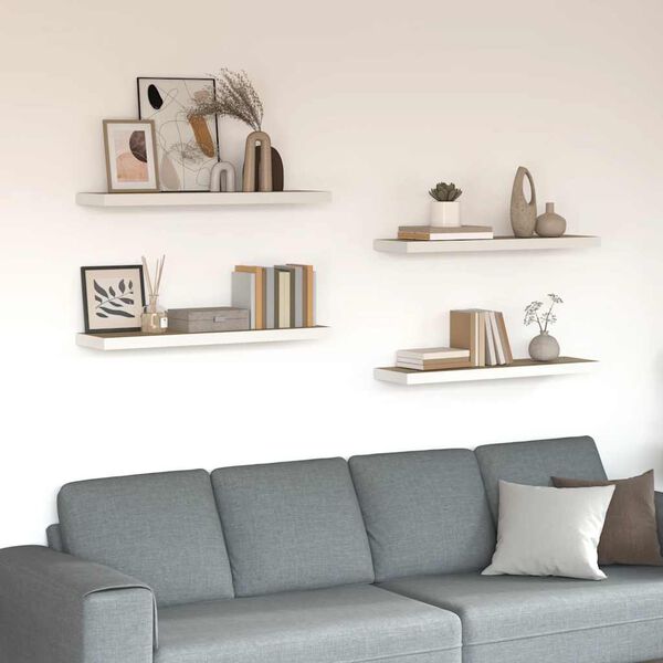 vidaXL Pl&aacute;vaj&uacute;ce n&aacute;stenn&eacute; police 4 ks dub a biele 90x23,5x3,8 cm MDF