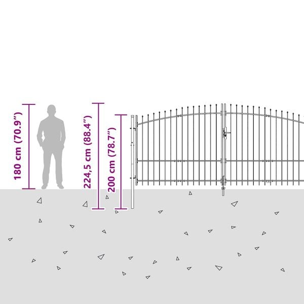 vidaXL Z&aacute;hradn&aacute; br&aacute;na so z&aacute;mkom Siv&aacute; 150 x 400 cm Oceľ