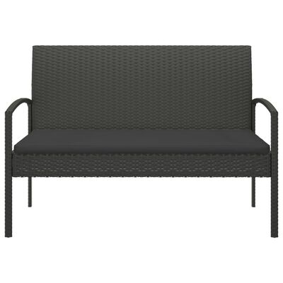 vidaXL Záhradná lavička s vankúšmi čierna 105 cm polyratan