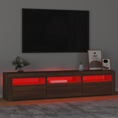 vidaXL TV skrinka s LED svetlami hnedý dub 180x35x40 cm