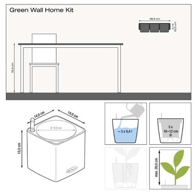 LECHUZA Kvetináče 3 ks súprava Green Wall Home Kit biele