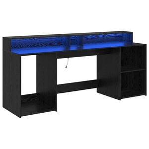 vidaXL St&ocirc;l so z&aacute;suvkou Čierny dub 200 x 55 x 91 cm Kompozitn&eacute; drevo