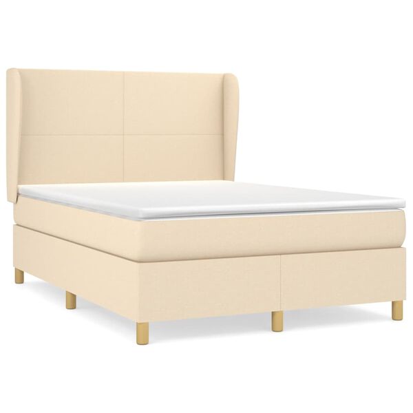 vidaXL Boxspring posteľ s matracom kr&eacute;mov&yacute; 140x190 cm l&aacute;tka