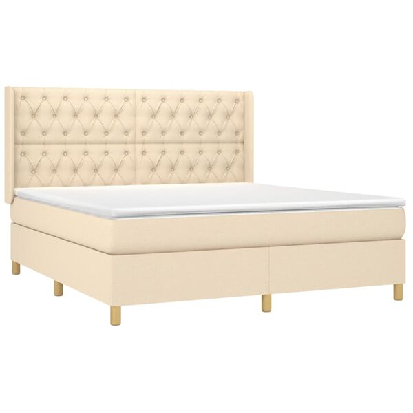 vidaXL Posteľn&yacute; r&aacute;m boxspring s matracom kr&eacute;mov&yacute; 160x200 cm l&aacute;tka