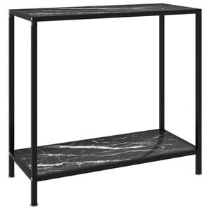 vidaXL Konzolov&yacute; stol&iacute;k, čierny 80x35x75 cm, tvrden&eacute; sklo