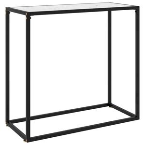 vidaXL Konzolov&yacute; stol&iacute;k biely 80x35x75 cm tvrden&eacute; sklo
