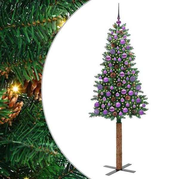 vidaXL Úzky vianočný stromček s 300 LED-i so stojanom Zelená 180 cm