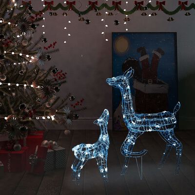vidaXL Akrylová sobia rodinka vianočná dekorácia 160 LED studená biela