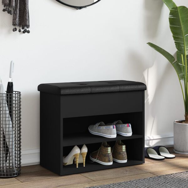 vidaXL Lavička na top&aacute;nky čierna 62x32x50 cm kompozitn&eacute; drevo