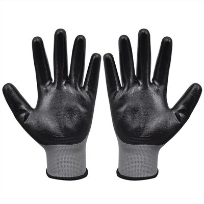 vidaXL Nitrilové pracovné rukavice, 24 párov, veľkosť 8/M, šedo-čierne
