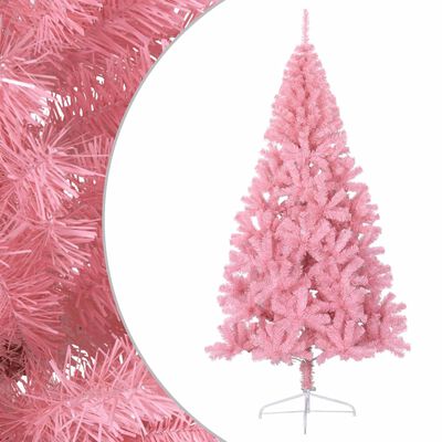vidaXL Umelý vianočný polovičný stromček s podstavcom ružový 240cm PVC