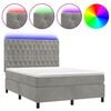 vidaXL Posteľ boxsping s matracom a LED bledosiv&aacute; 140x190 cm zamat