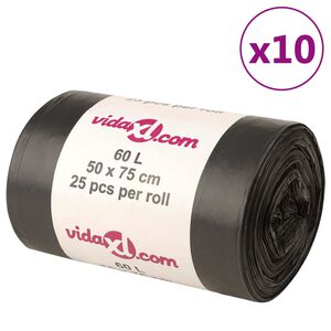 vidaXL Vrecia na odpadky 250 ks čierne 60 l