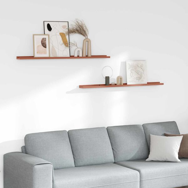 vidaXL Stenn&aacute; polica 2 pcs Červen&aacute; 115 x 9 x 3 cm Kompozitn&eacute; drevo