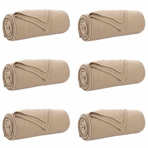 vidaXL Prikr&yacute;vky na hodenie 6 ks ťavov&aacute; 240 x 220 cm 4.28 kg Fl&iacute;s