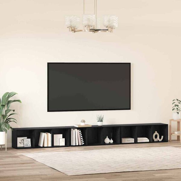 vidaXL Zostava TV skriniek N&aacute;stenn&yacute; 3 pcs Čierny dub 37 x 35 x 107 cm