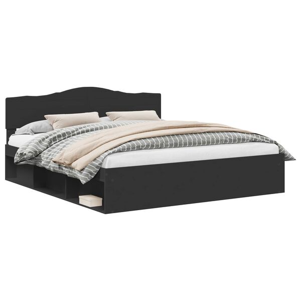 vidaXL R&aacute;m postele Čierna 200 x 200 cm Mas&iacute;vne borovicov&eacute; drevo