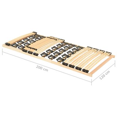 vidaXL Rám postele s 38 lamelami s nastaviteľnou hlavovou časťou 120x200 cm