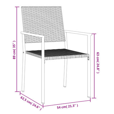 vidaXL Záhradné stoličky 2 ks čierne 54x62,5x89 cm polyratan