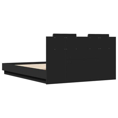 vidaXL Posteľný rám s čelom čierny 140x200 cm kompozitné drevo