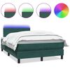 vidaXL Posteľn&yacute; r&aacute;m boxsping s matracom a LED tmavozelen&yacute; 120x210 cm zamat