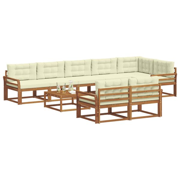 vidaXL Z&aacute;hradn&aacute; s&uacute;prava gaučov s vank&uacute;&scaron;om 9 pcs Pr&iacute;rodn&aacute; a kr&eacute;mov&aacute;