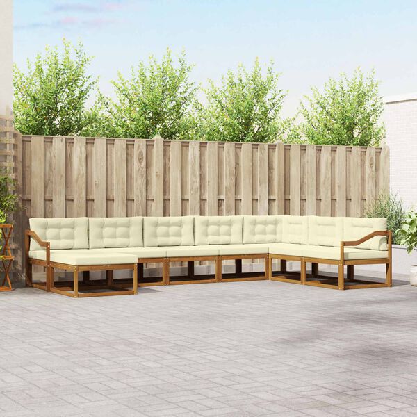 vidaXL Z&aacute;hradn&aacute; s&uacute;prava gaučov s vank&uacute;&scaron;om 8 pcs Pr&iacute;rodn&aacute; a kr&eacute;mov&aacute;