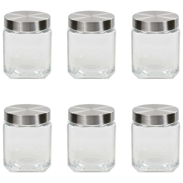 vidaXL Skladovacie poháre so striebornými viečkami 6 ks 1200 ml