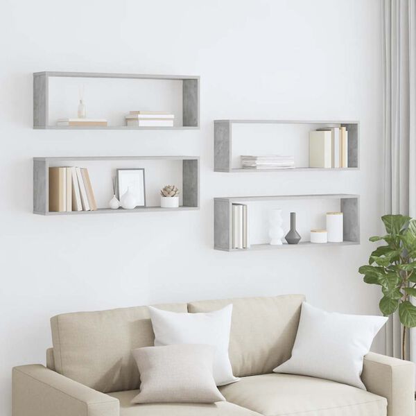 vidaXL N&aacute;stenn&eacute; police 4ks bet&oacute;novo siv&eacute; 80x15x26,5cm kompozitn&eacute; drevo