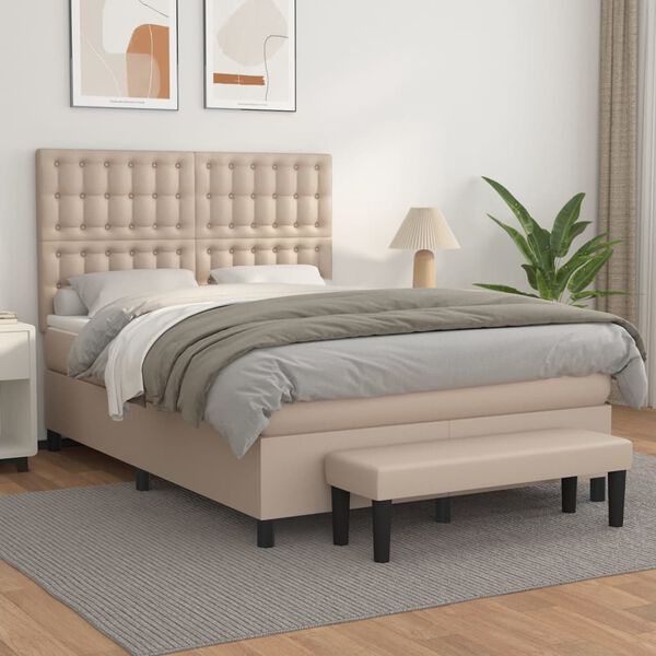 vidaXL Boxspring posteľ s matracom kapučínová 140x200 cm umelá koža
