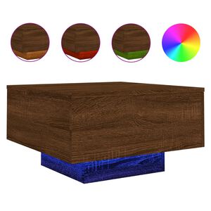vidaXL Konferenčn&yacute; stol&iacute;k s LED svetlami hned&yacute; dub 55x55x31 cm