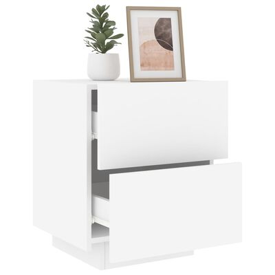vidaXL Nočný stolík s LED svetlami biely kompozitné drevo