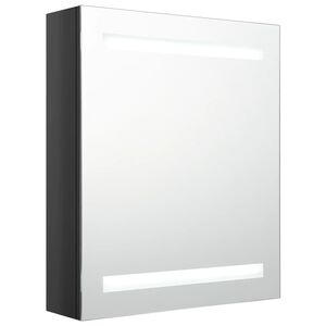 vidaXL K&uacute;peľňov&aacute; skrinka s LED a zrkadlom, leskl&aacute; čierna 50x14x60 cm