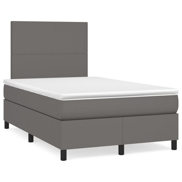 vidaXL Boxspring posteľ s matracom siv&aacute; 120x190 cm umel&aacute; koža
