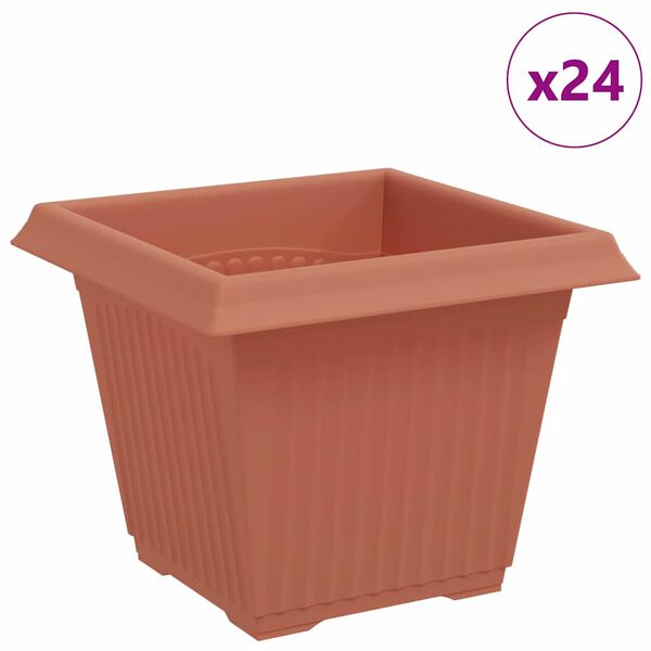 vidaXL &Scaron;tvorcov&yacute; črepn&iacute;k na kvety 24 pcs Tehlovo červen&aacute; Plast