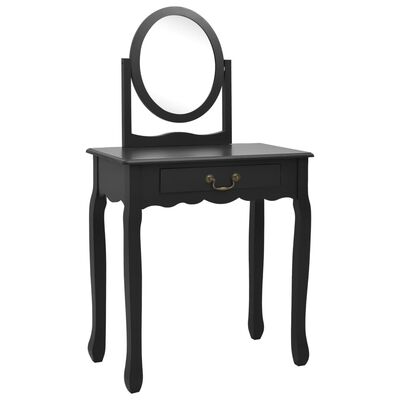 vidaXL Toaletný stolík so stoličkou čierny 65x36x128 cm drevo paulovnie MDF
