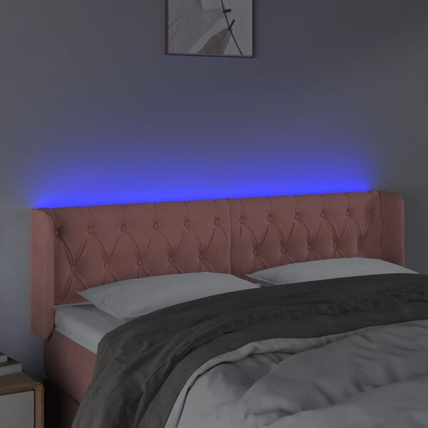 vidaXL Čelo postele s LED ružov&eacute; 147x16x78/88 cm zamat