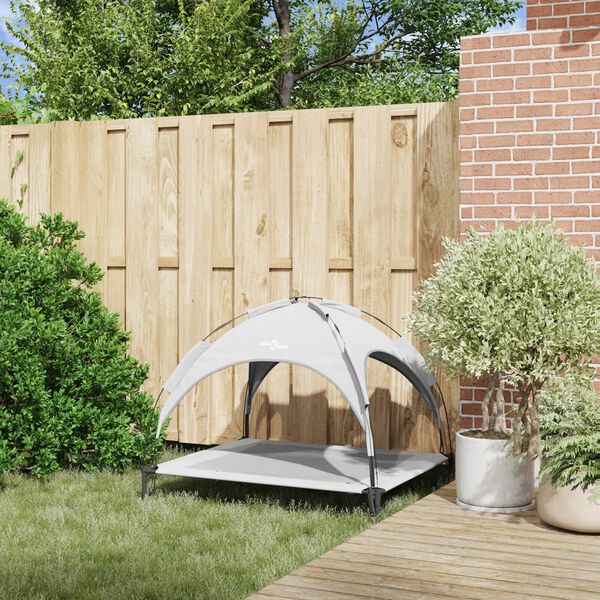 vidaXL Psia postel' Strieborn&aacute; &scaron;ed&aacute; 104 x 86 x 84,5 cm Oceľ