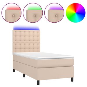 vidaXL Boxspring posteľ matrac a LED kapuč&iacute;nov&aacute; 90x190 cm umel&aacute; koža