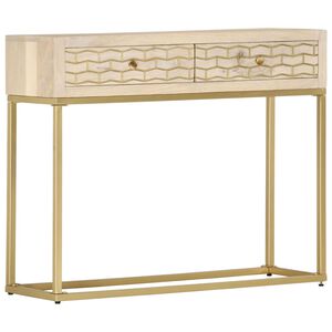 vidaXL Konzolov&yacute; stol&iacute;k zlat&yacute; 90x30x75 cm mas&iacute;vne mangovn&iacute;kov&eacute; drevo