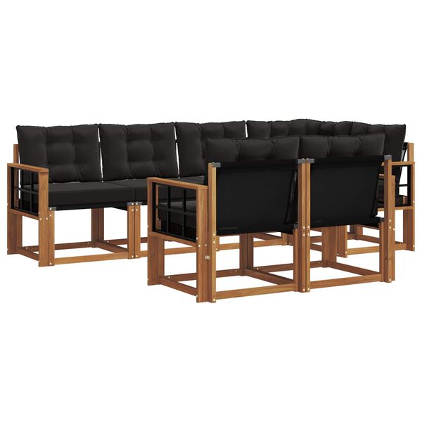 vidaXL Z&aacute;hradn&aacute; s&uacute;prava gaučov s vank&uacute;&scaron;om 7 pcs Pr&iacute;rodn&aacute; a čierna