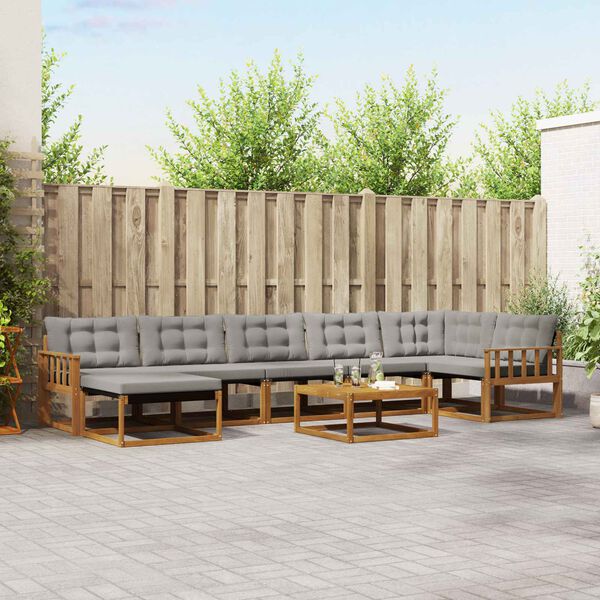 vidaXL Z&aacute;hradn&aacute; s&uacute;prava gaučov s vank&uacute;&scaron;om 8 pcs Pr&iacute;rodn&aacute; a svetlosiv&aacute;