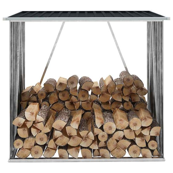 vidaXL Záhradná kôlňa na drevo antracitová 163x83x154 cm galvanizovaná oceľ