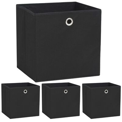 vidaXL Úložné boxy, 4 ks, netkaná textília, 32x32x32 cm, čierne