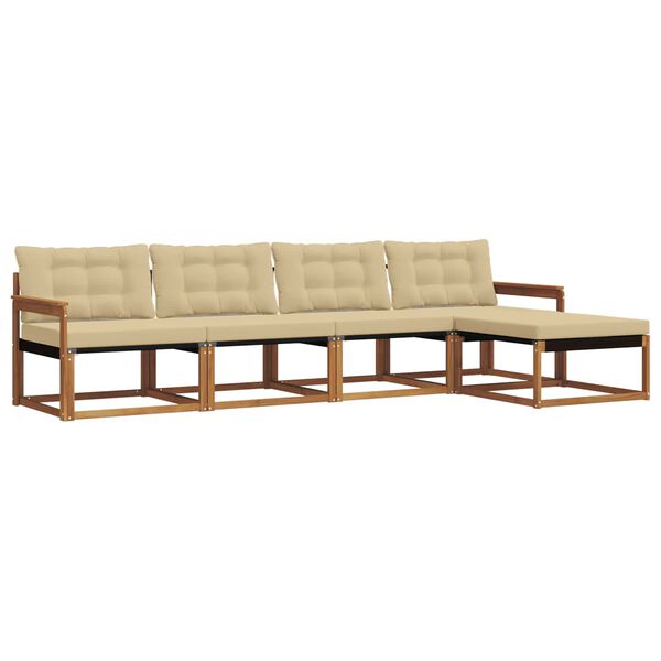 vidaXL Z&aacute;hradn&aacute; s&uacute;prava gaučov s vank&uacute;&scaron;om 5 pcs Pr&iacute;rodn&aacute; a b&eacute;žov&aacute;