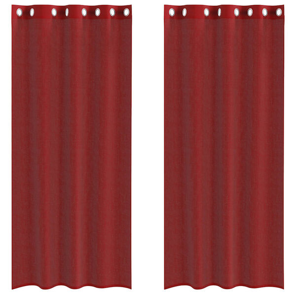 vidaXL Voálové závesy s priechodkami, 2 ks, vínovo červené