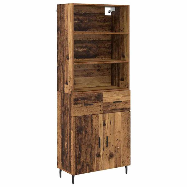 vidaXL Highboard so z&aacute;suvkou Star&eacute; drevo 69,5 x 34 x 180 cm