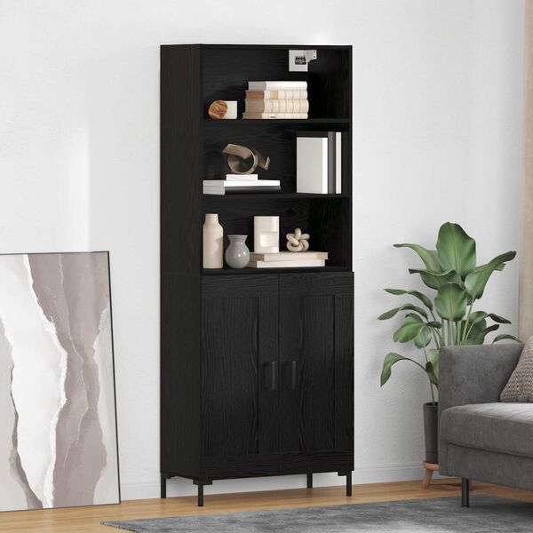 vidaXL Highboard Čierny dub 69,5 x 34 x 180 cm Kompozitn&eacute; drevo