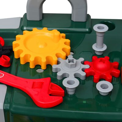 Detská hračkárska dielňa s náradím, zelená a sivá