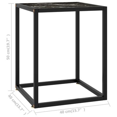 vidaXL Konferenčný stolík, čierny, čierne mramorové sklo 40x40x50 cm